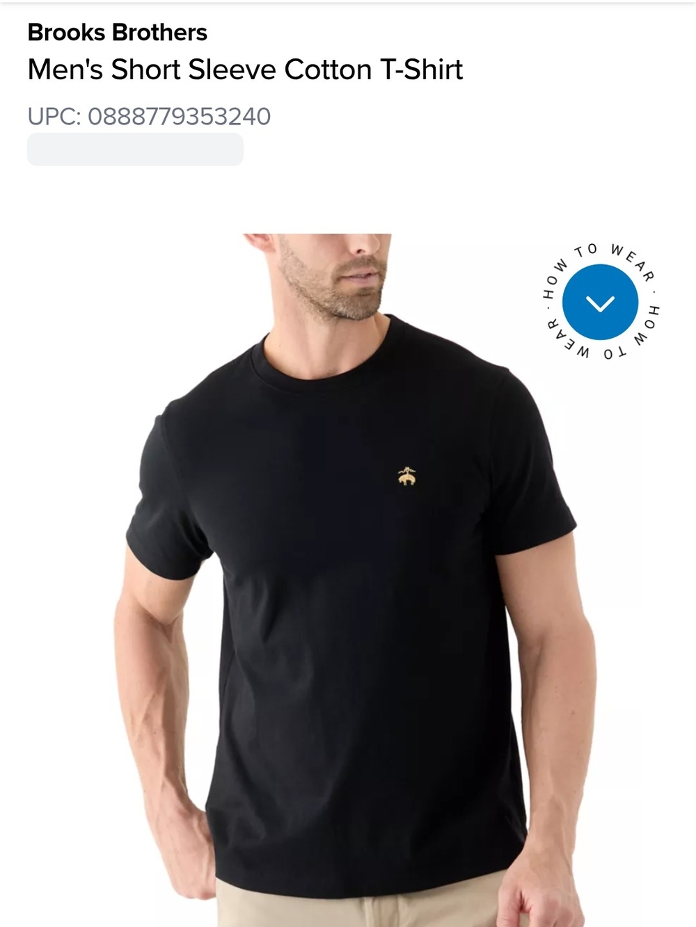 NEW WITH TAGS Brooks Brothers Men's Black Short Sleeve Cotton T‑Shirt